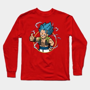 Cool Anime Superhero Warrior Gaming Mascot Parody Long Sleeve T-Shirt